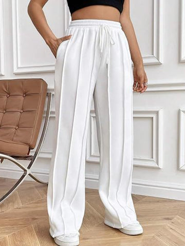 Drawstring Wide Leg Pants with Pockets – Casual Women’s Lounge & Travel Pants
