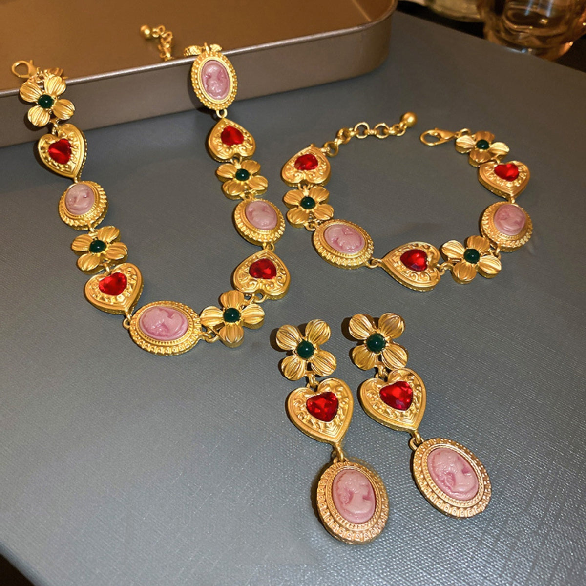 Shimmering Copper Rhinestone Necklace