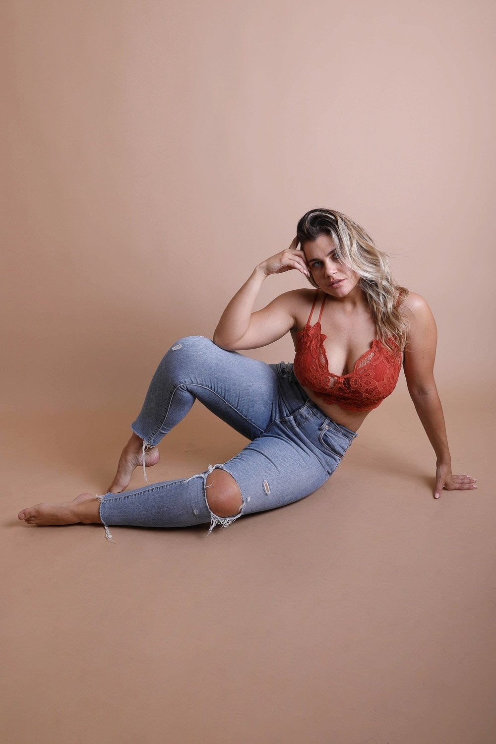 Plus Size Crochet Lace Longline Bralette – Comfortable Wireless Support for Women