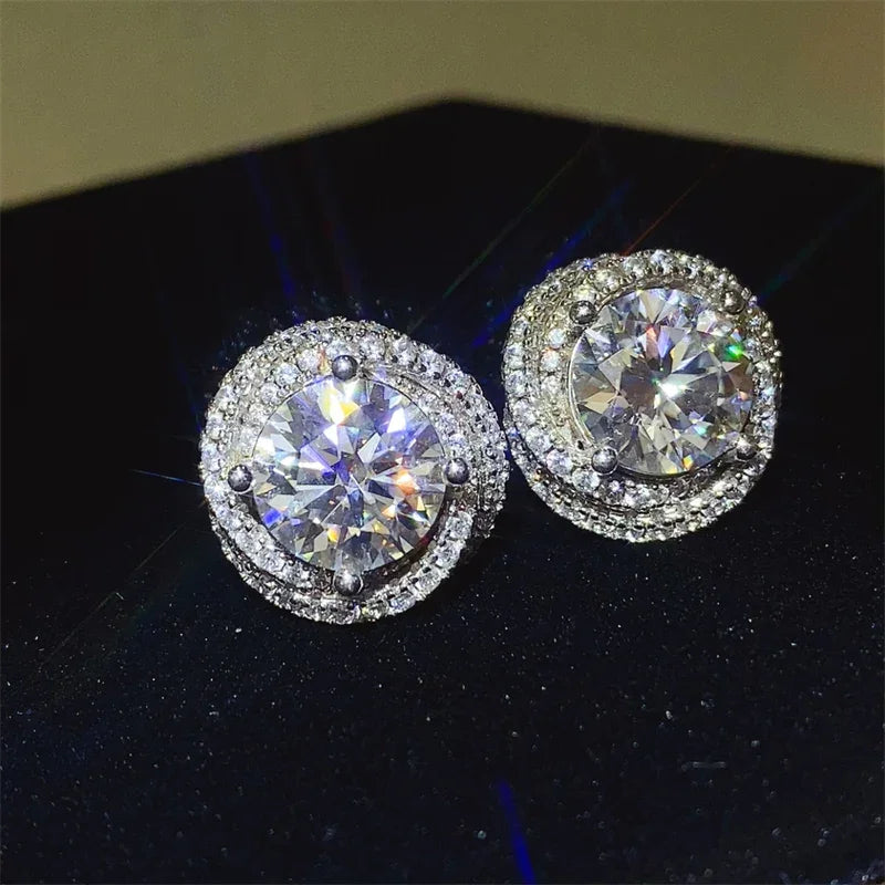 Glam 6 Carat Moissanite 925 Silver Earrings