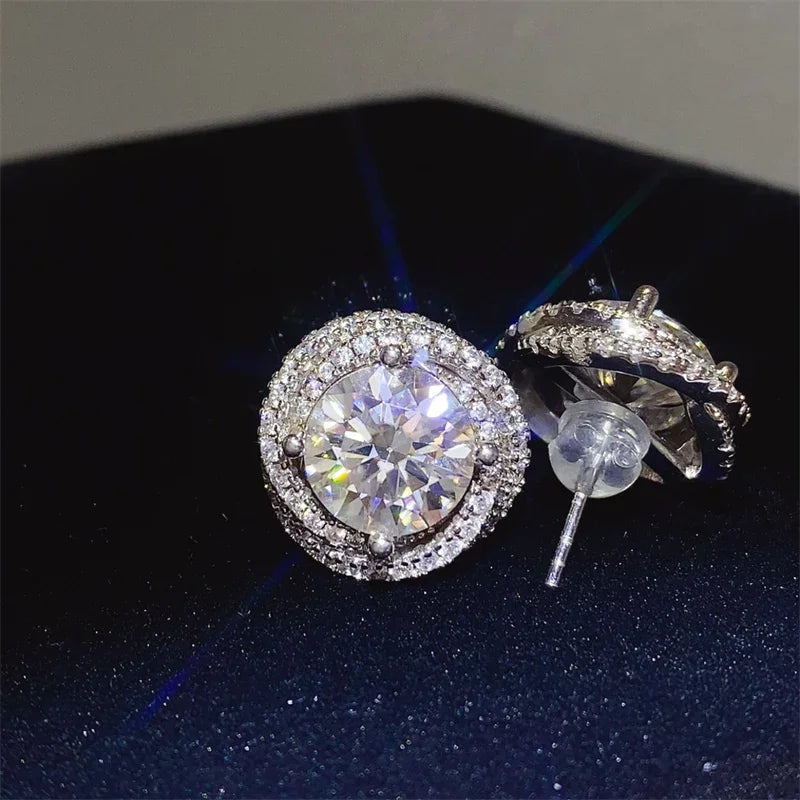 Glam 6 Carat Moissanite 925 Silver Earrings