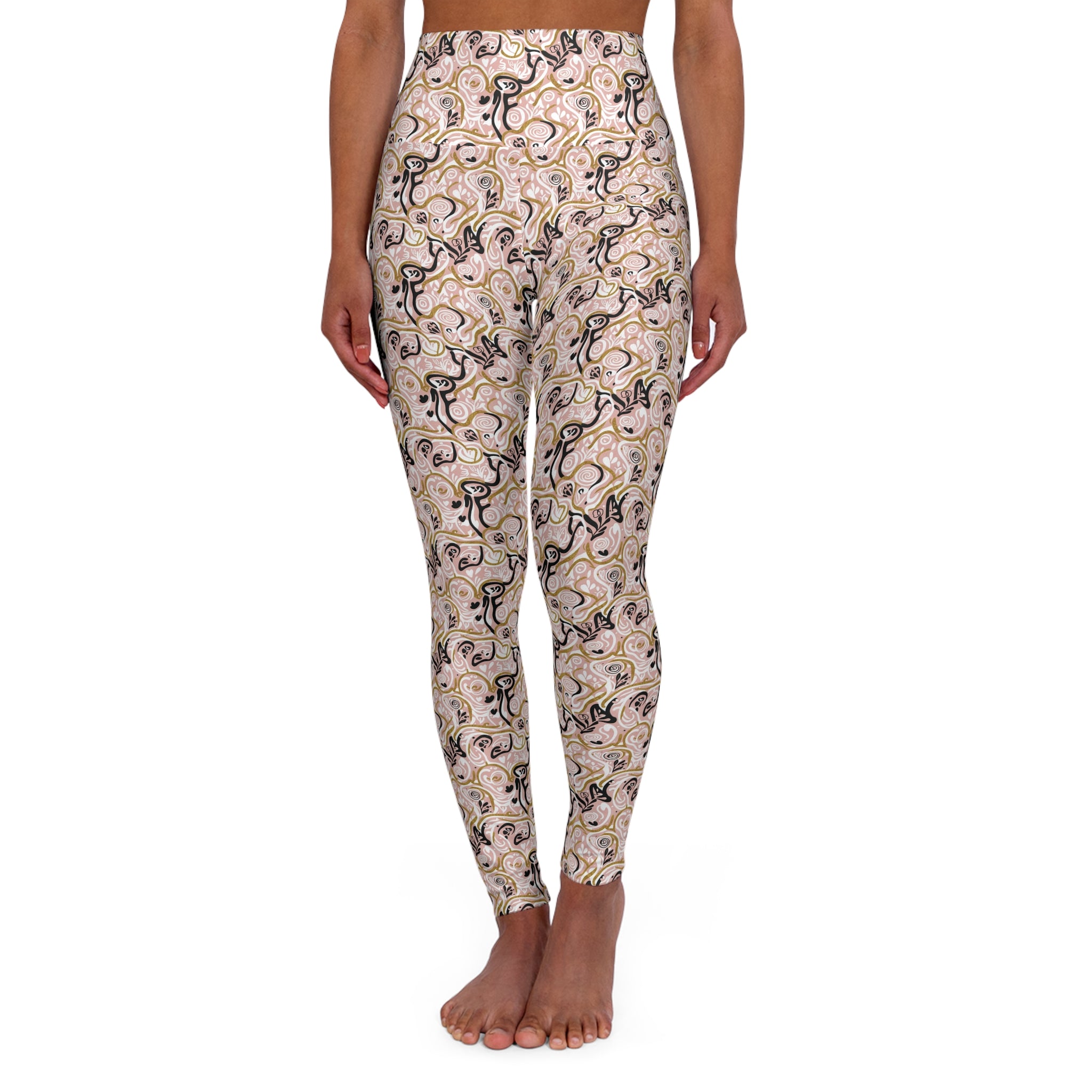 Swageye Celestial Blush High-Waist Marble Print Yoga Leggings