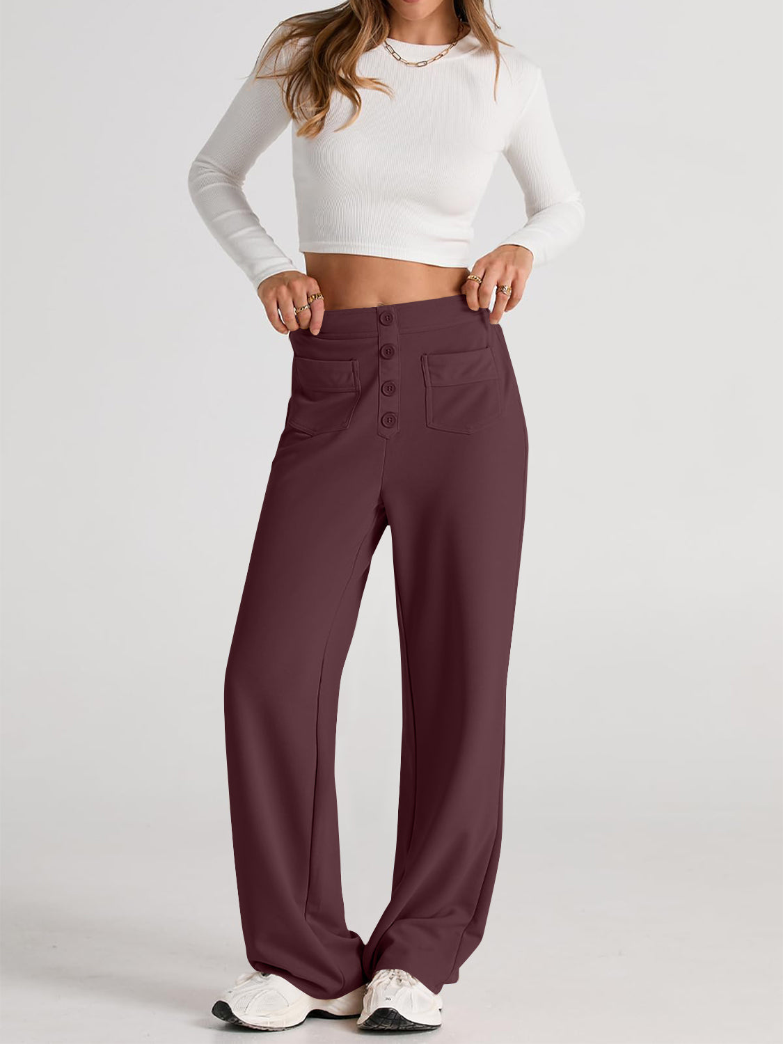 High Waist Wide Leg Pants – Women’s Flowy Trousers with Pockets