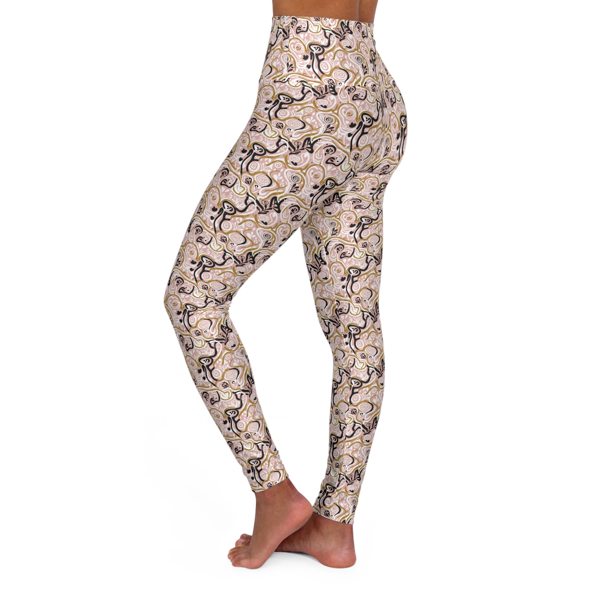 Swageye Celestial Blush High-Waist Marble Print Yoga Leggings