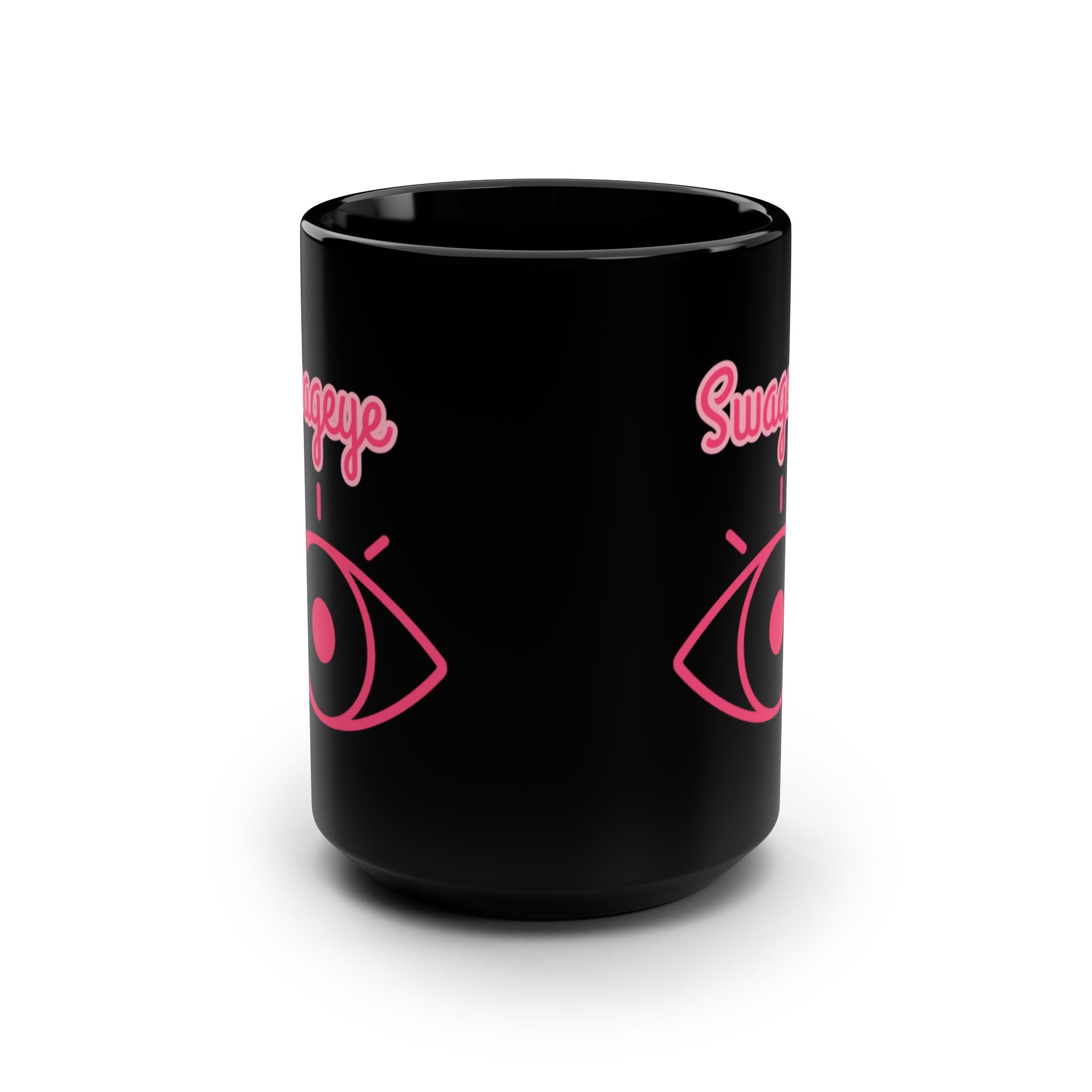 Swageye Black Mug Swageye Coffee Cup with Hot Pink Logo - 15 oz