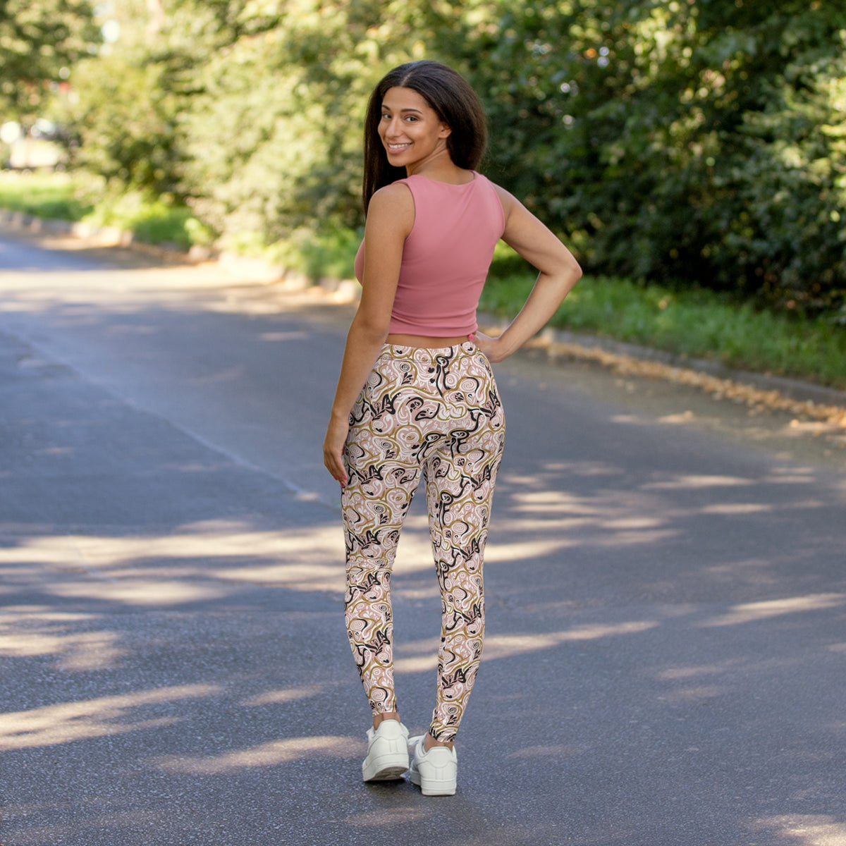 Celestial Blush Leggings — Women's Casual Spandex Leggings with Swageye Signature Print - January
