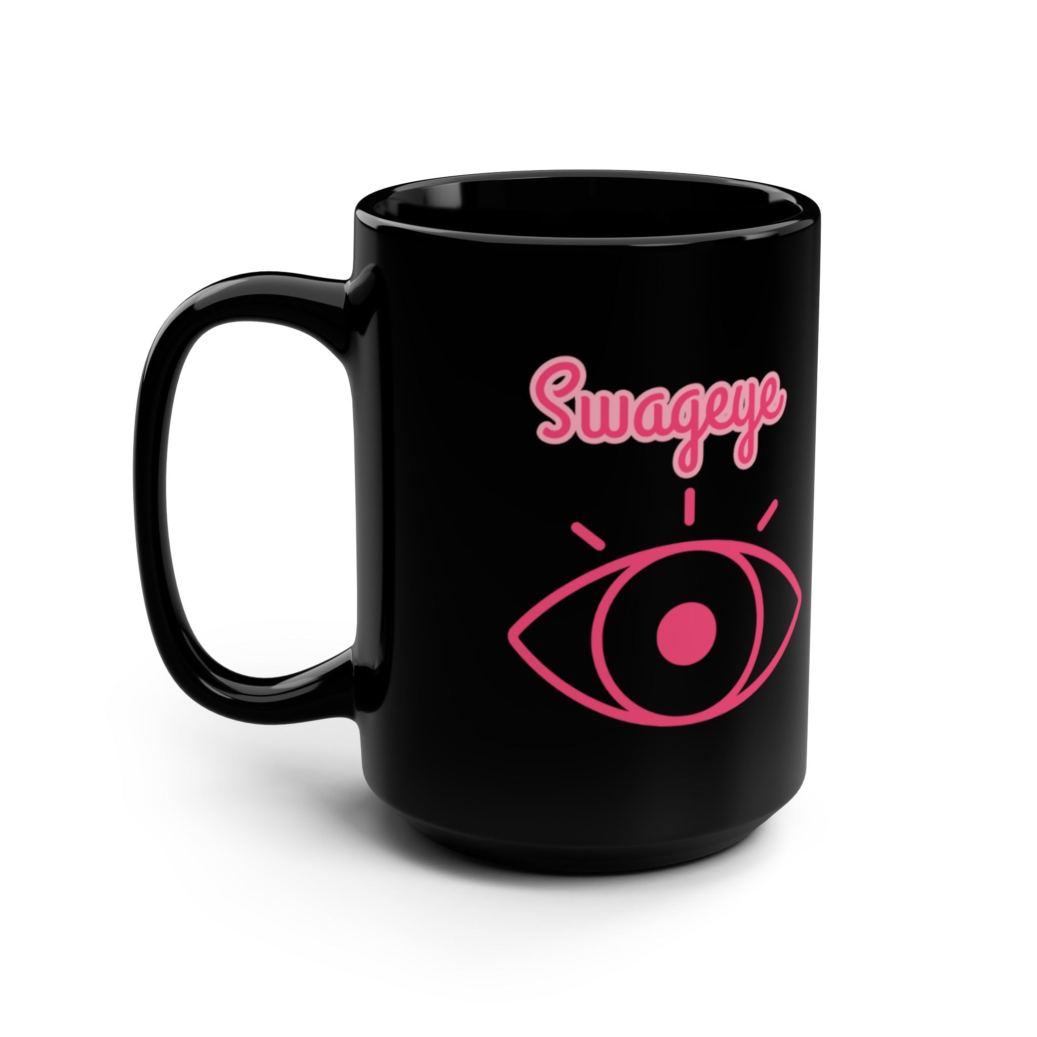 Swageye Black Mug Swageye Coffee Cup with Hot Pink Logo - 15 oz