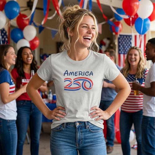 America 250 Womens Tee at USA Patriotic Party