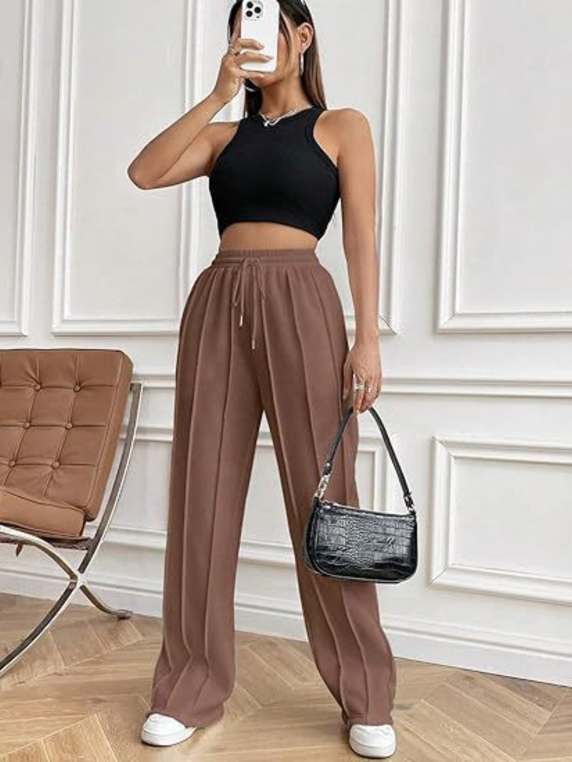 Drawstring Wide Leg Pants with Pockets – Casual Women’s Lounge & Travel Pants