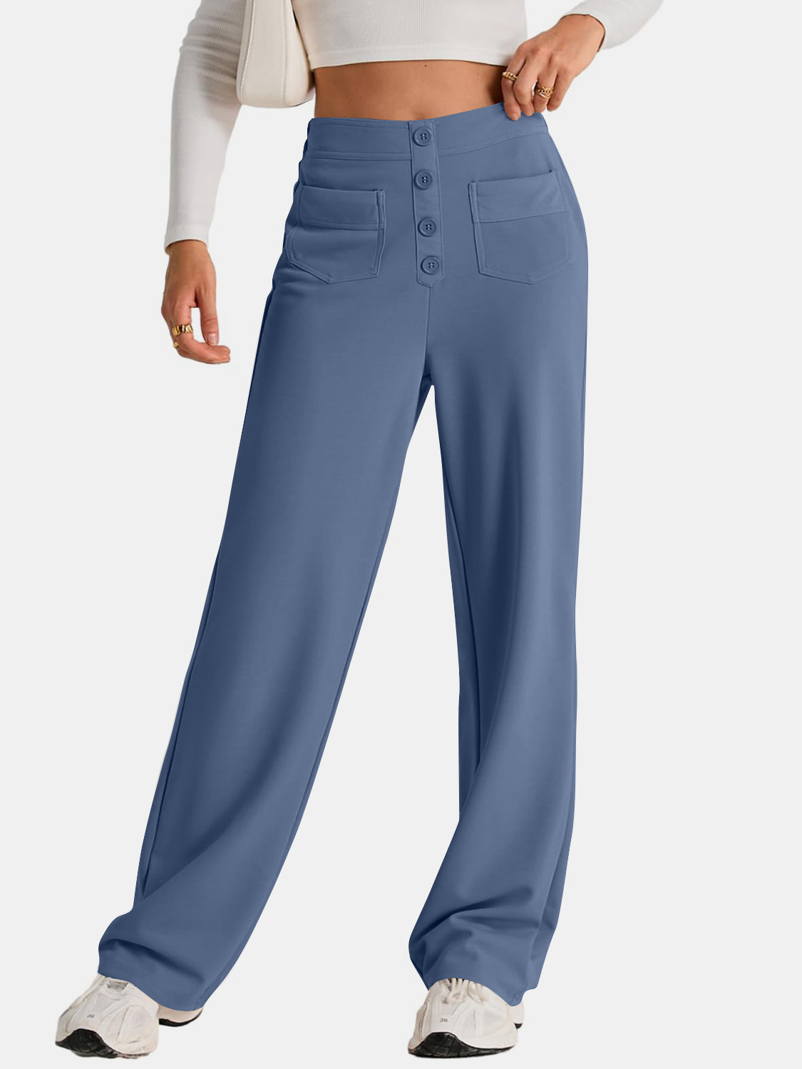 High Waist Wide Leg Pants – Women’s Flowy Trousers with Pockets