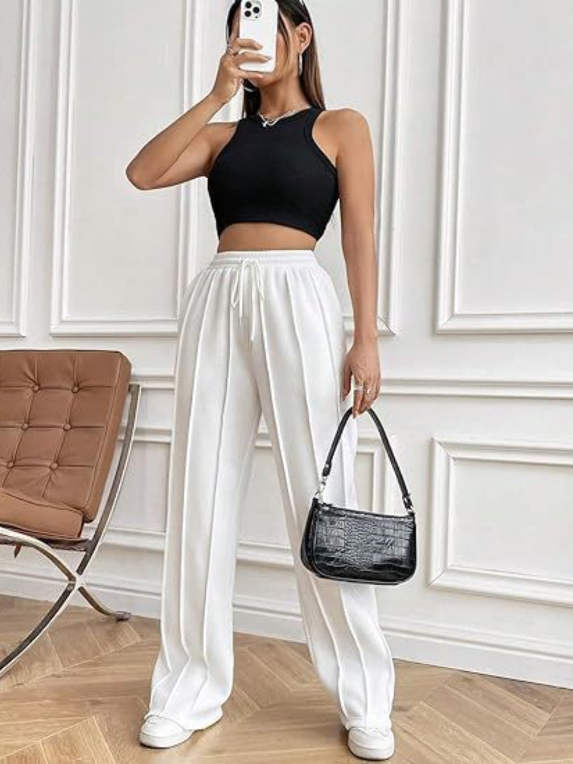 Drawstring Wide Leg Pants with Pockets – Casual Women’s Lounge & Travel Pants