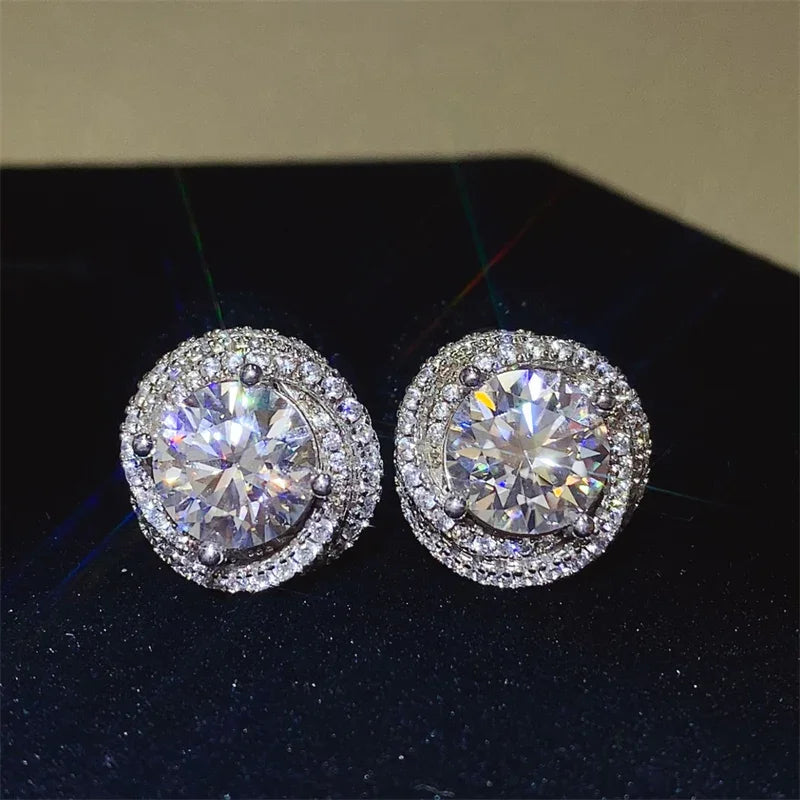 Glam 6 Carat Moissanite 925 Silver Earrings