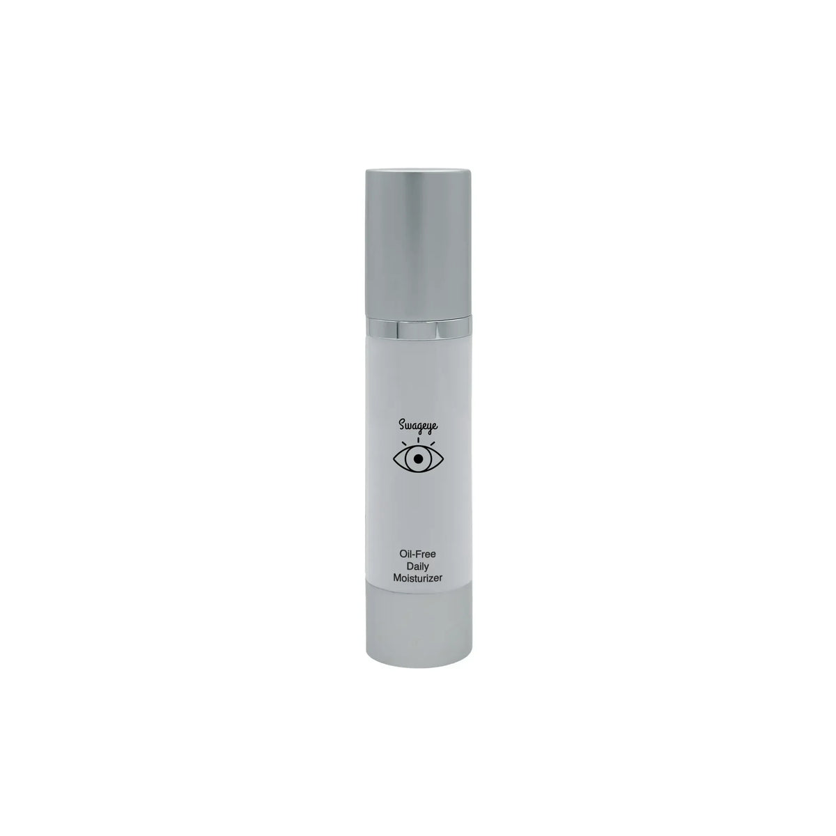 Oil-Free Daily Moisturizer in a sleek white bottle with silver accents for lightweight hydration.