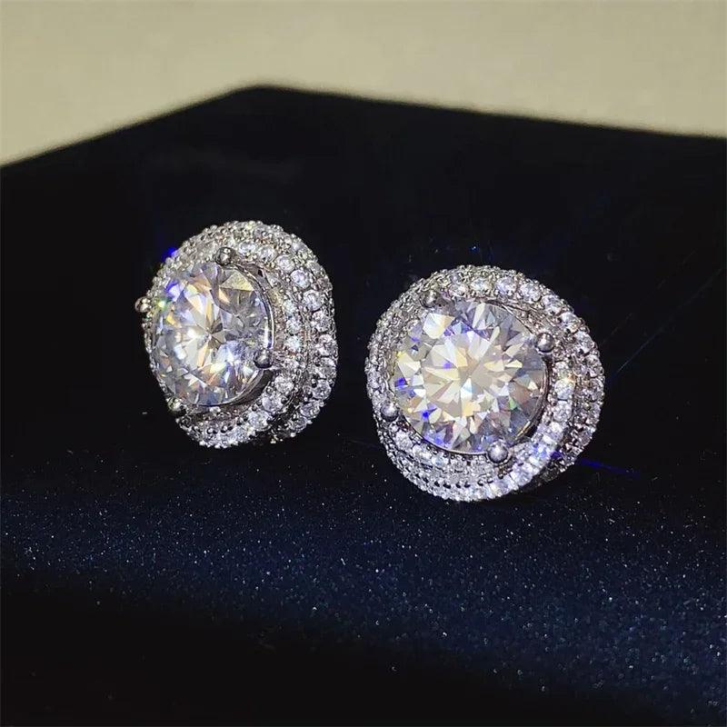 Glam 6 Carat Moissanite 925 Silver Earrings