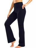Yoga pants with pockets in black, high waisted, designed for comfort and style for workouts or lounging.