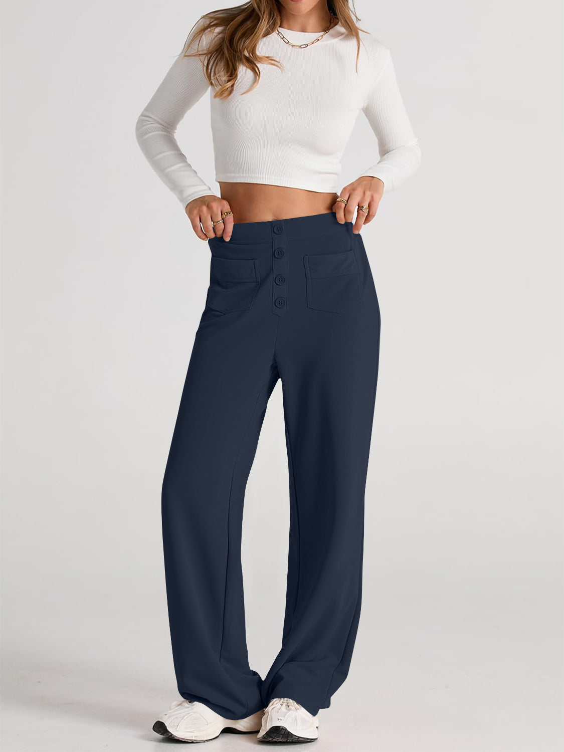 High Waist Wide Leg Pants – Women’s Flowy Trousers with Pockets