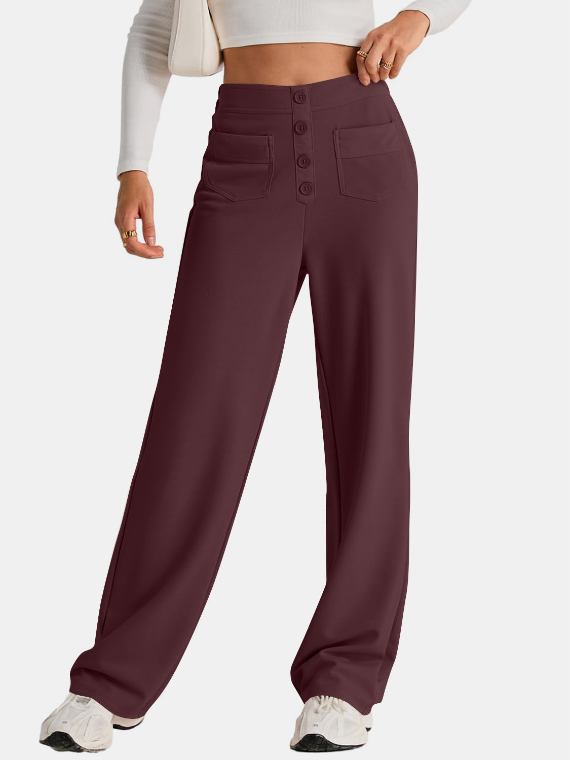 High Waist Wide Leg Pants – Women’s Flowy Trousers with Pockets