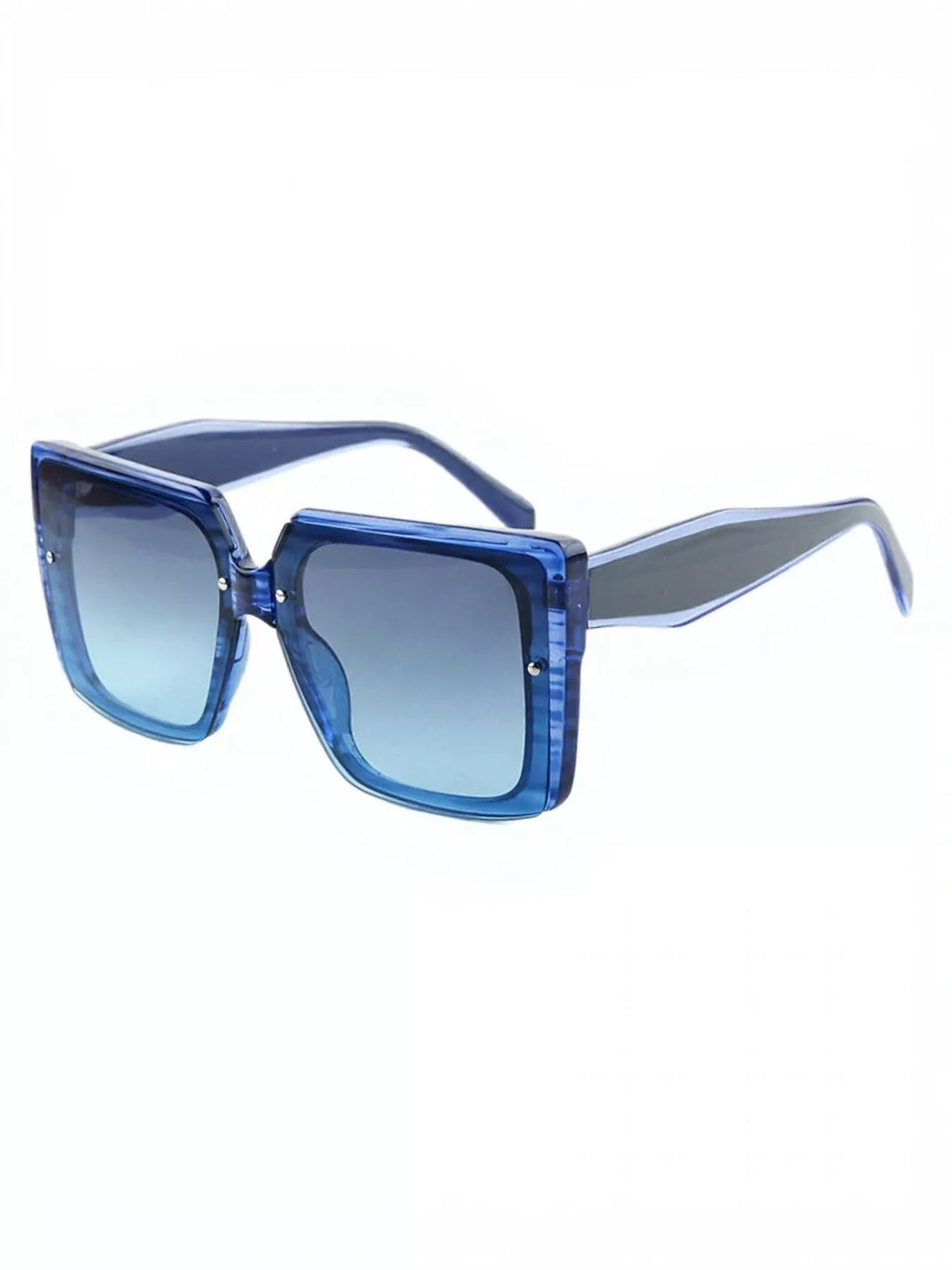 Oversized square sunglasses UV400 in blue with lightweight PC frame for stylish summer looks.
