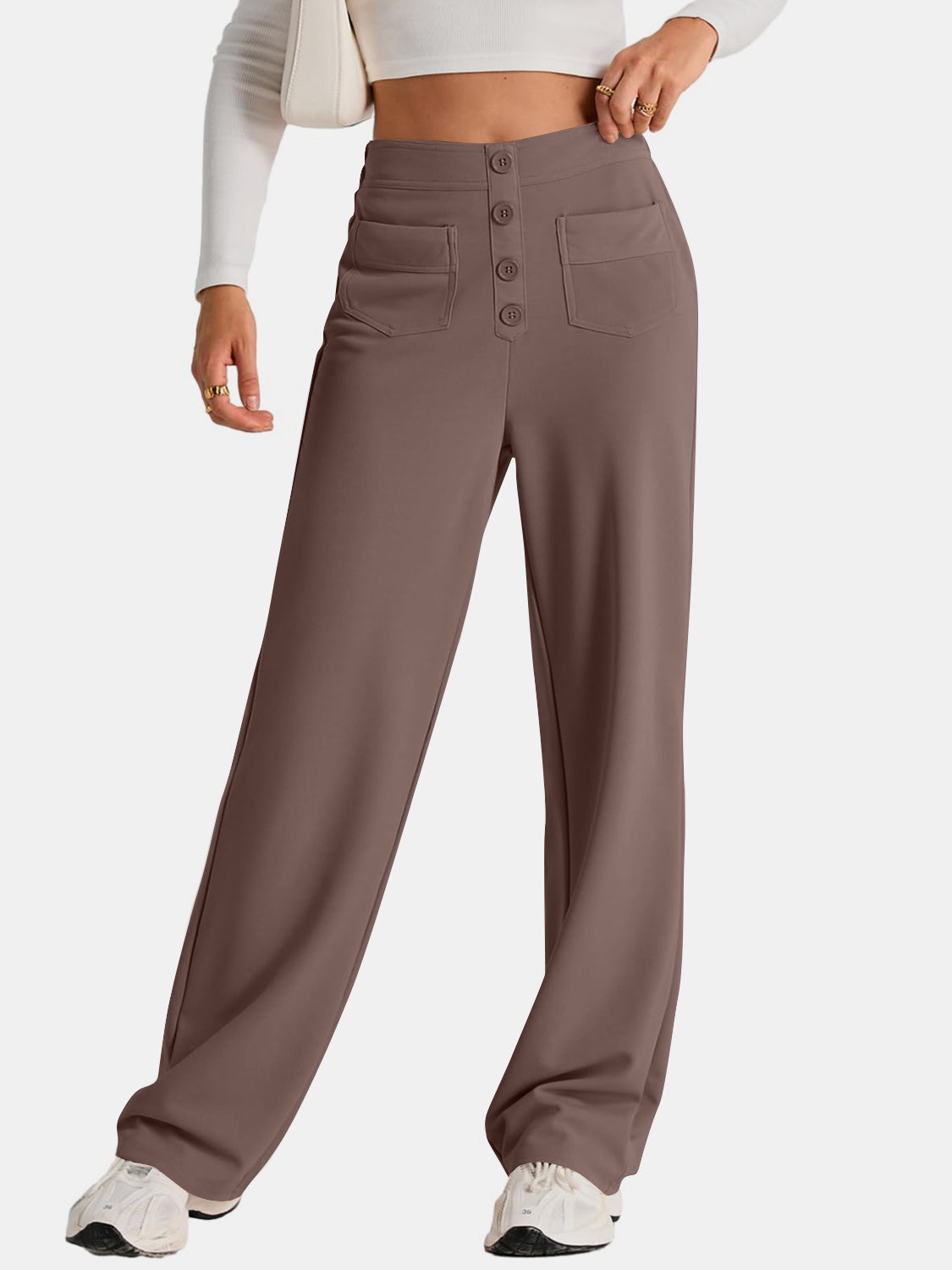 High Waist Wide Leg Pants – Women’s Flowy Trousers with Pockets