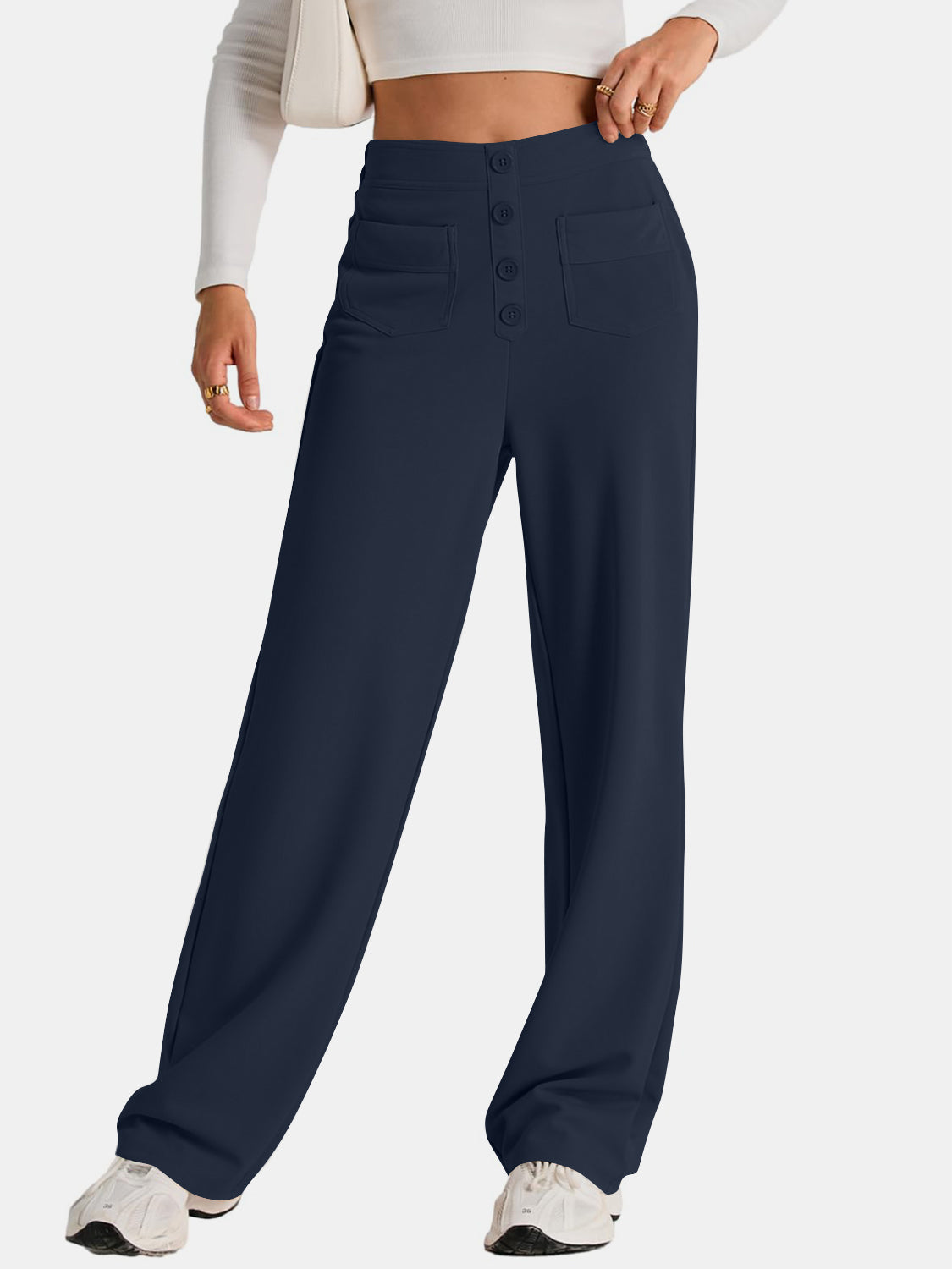 High Waist Wide Leg Pants – Women’s Flowy Trousers with Pockets
