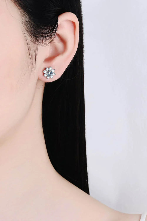 1 Carat Moissanite 925 Sterling Silver Flower Earrings - Swageye