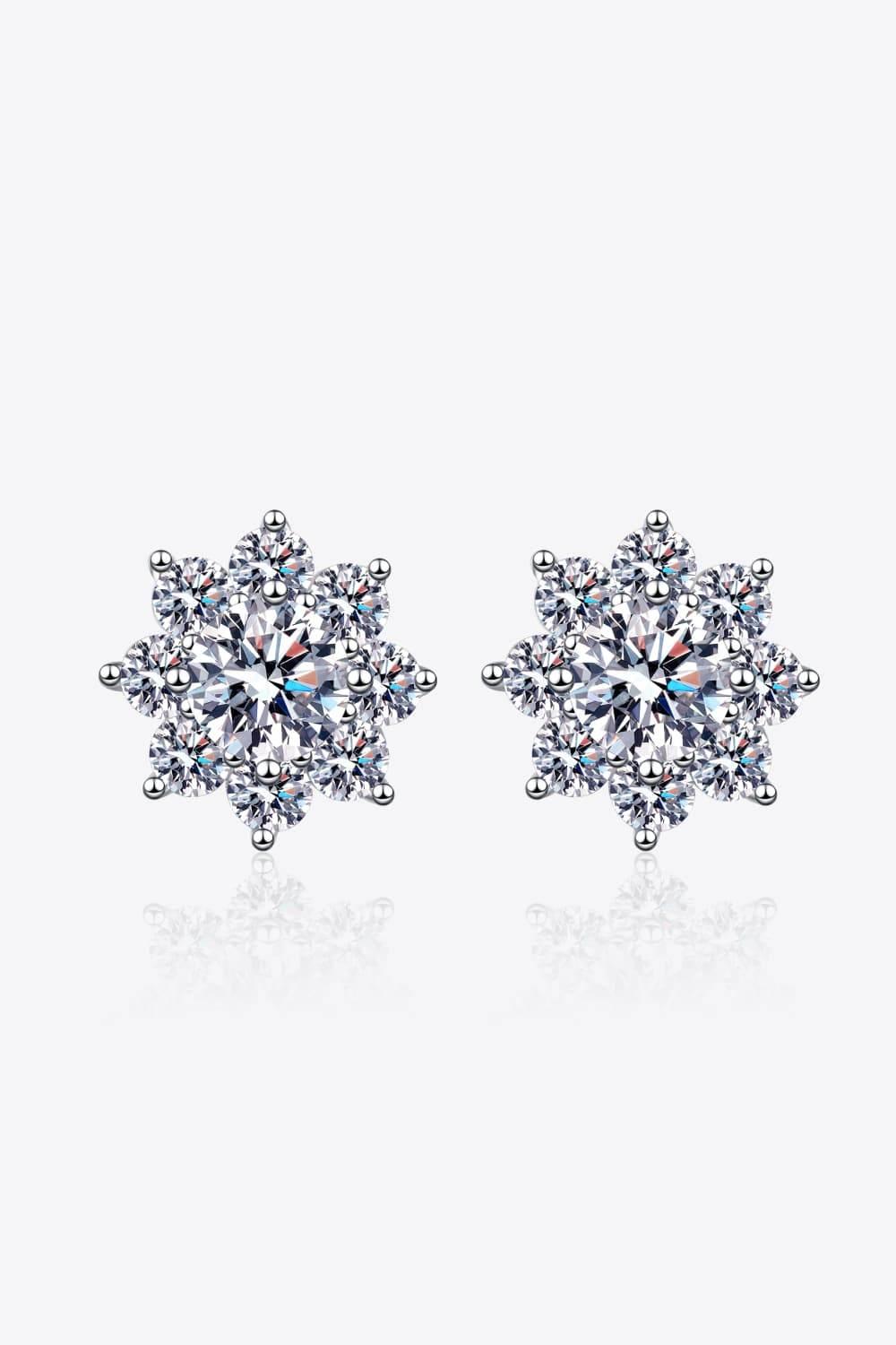 1 Carat Moissanite 925 Sterling Silver Flower Earrings - Swageye