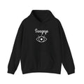 Black hoodie featuring the Swageye logo and a spacious kangaroo pocket, perfect for casual style.