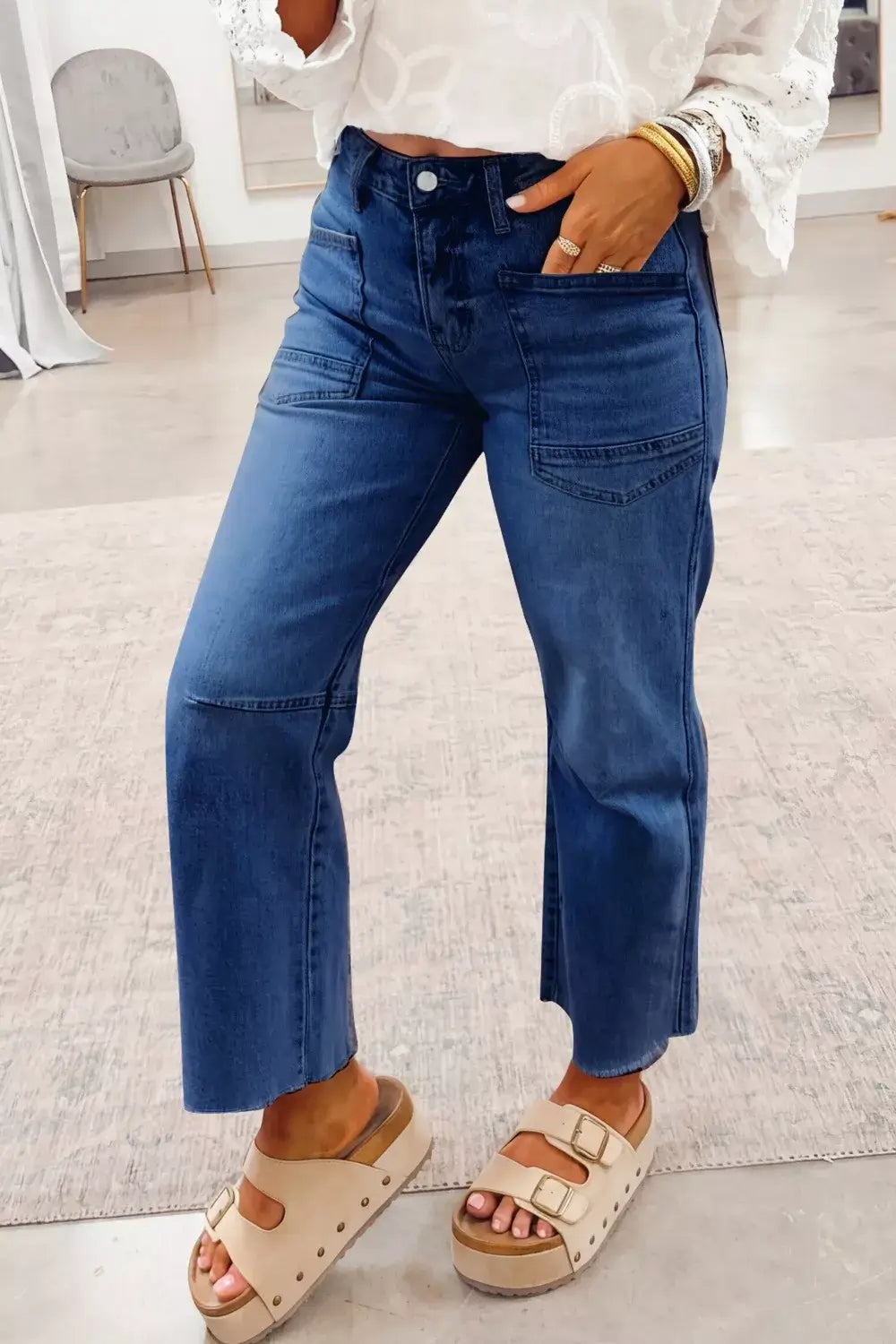 High Waist Straight Leg Jeans Front View