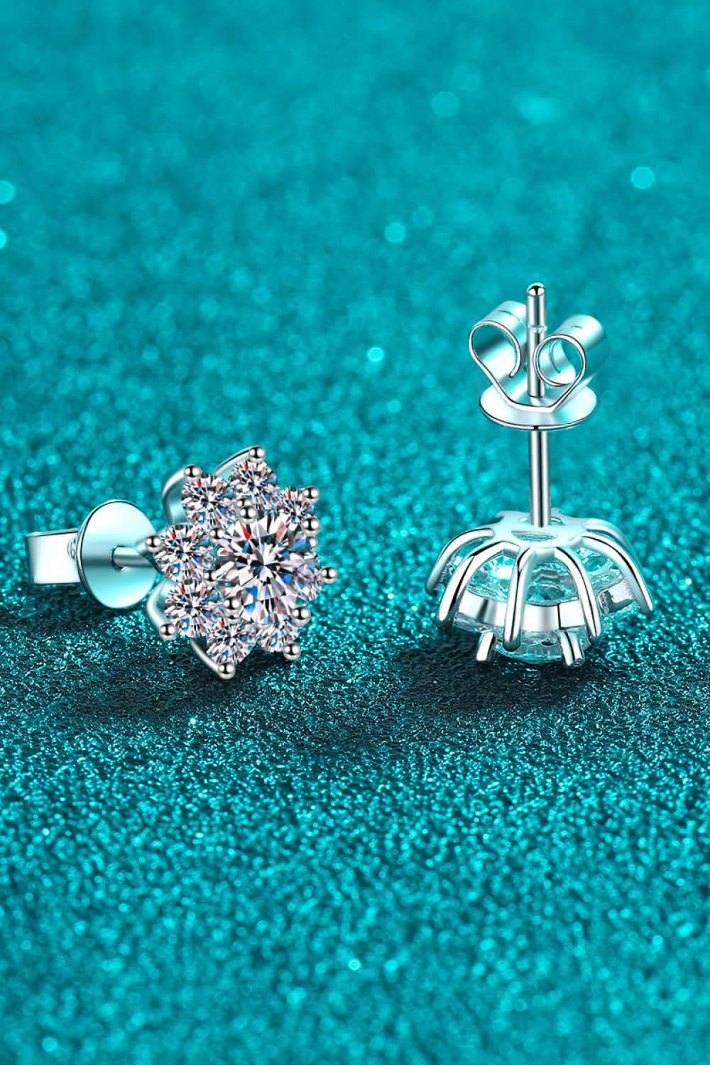 1 Carat Moissanite 925 Sterling Silver Flower Earrings - Swageye