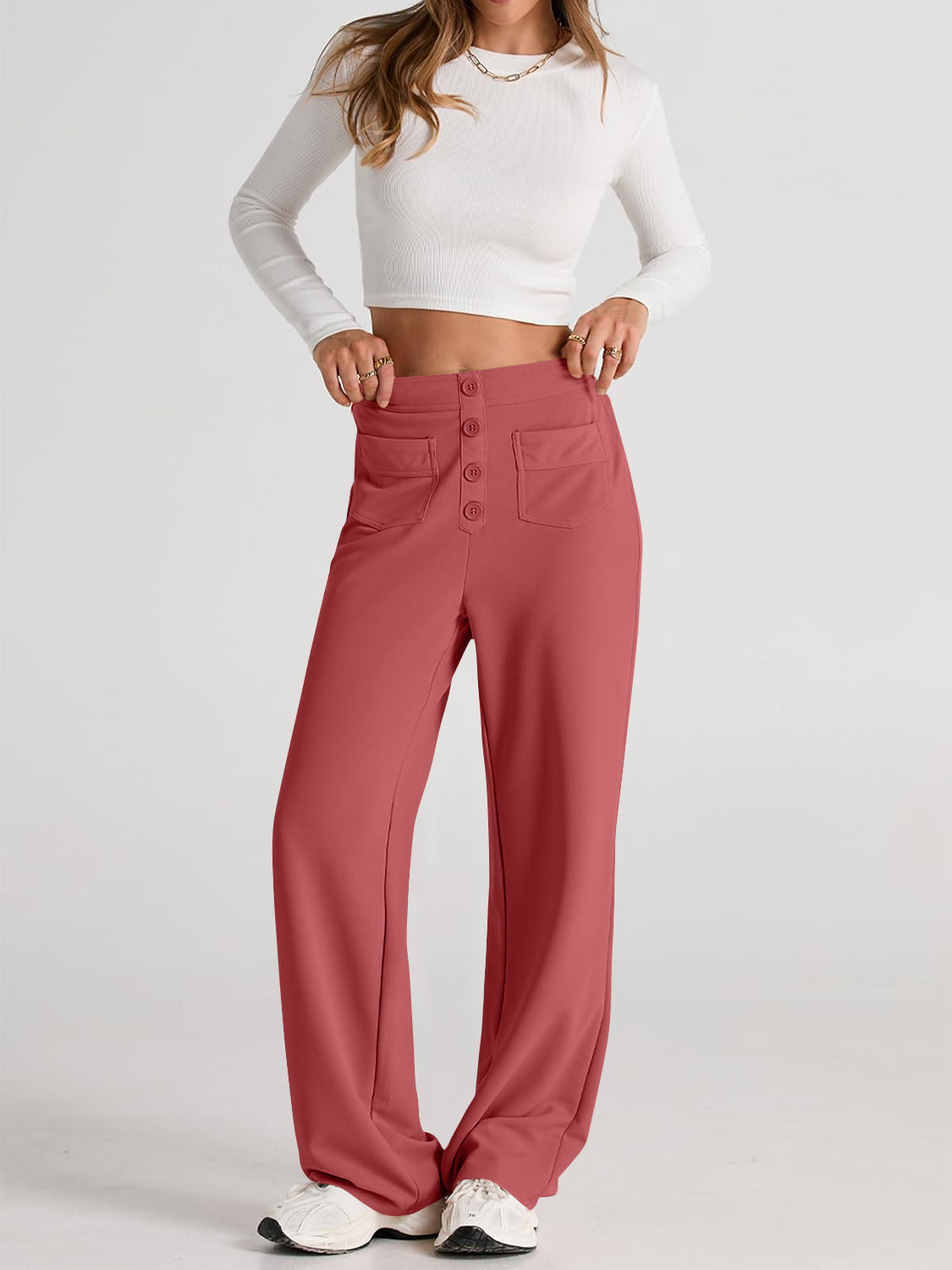 High Waist Wide Leg Pants – Women’s Flowy Trousers with Pockets