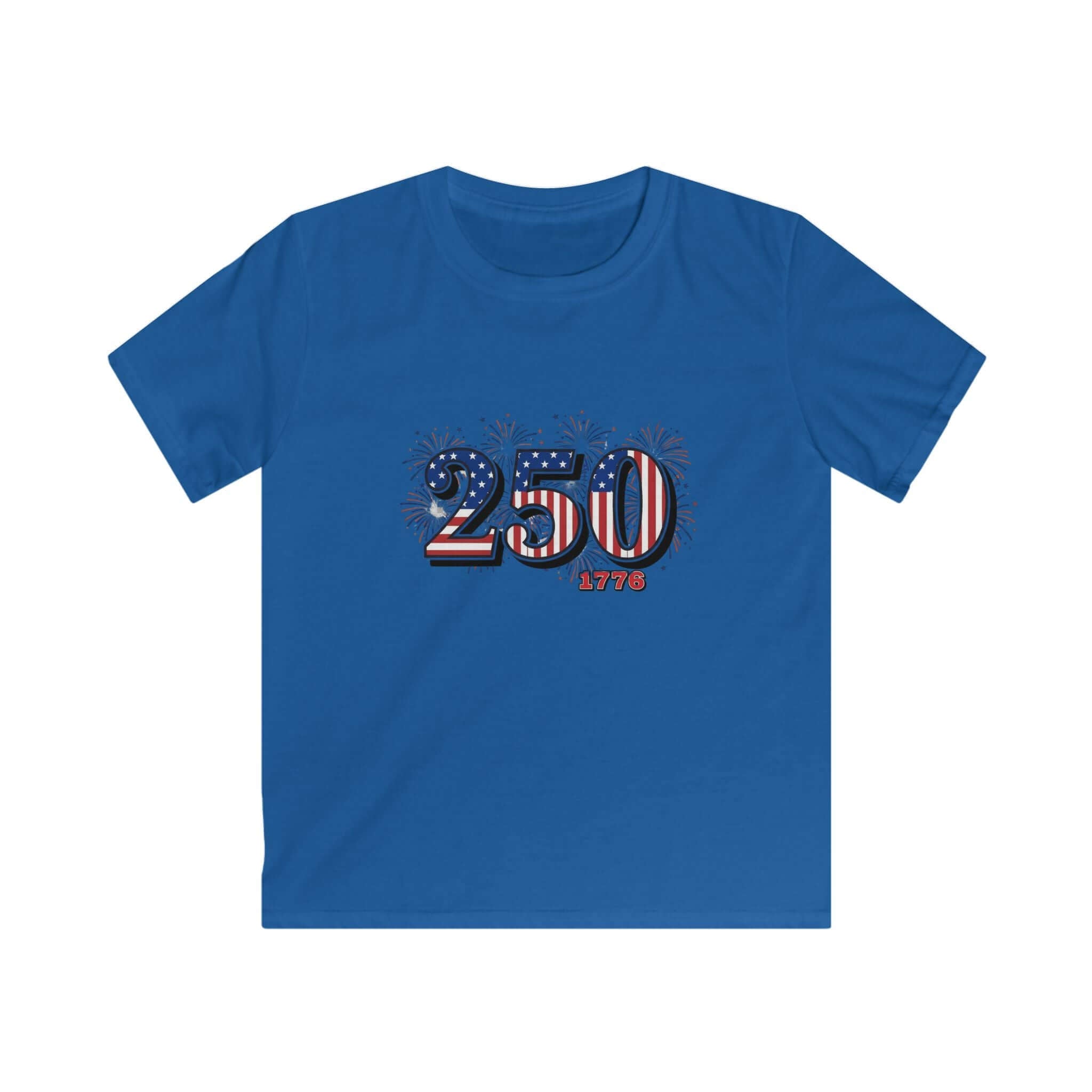 America 250th Anniversary Kids Tee featuring bold '250' design with patriotic colors.