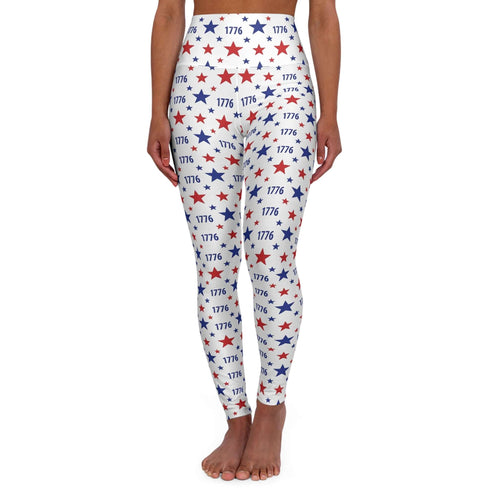 America 250th Anniversary Leggings featuring a bold 1776 star motif, perfect for yoga and active wear.