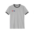 America 250th Anniversary T-Shirt in gray with contrasting black sleeves and collar.