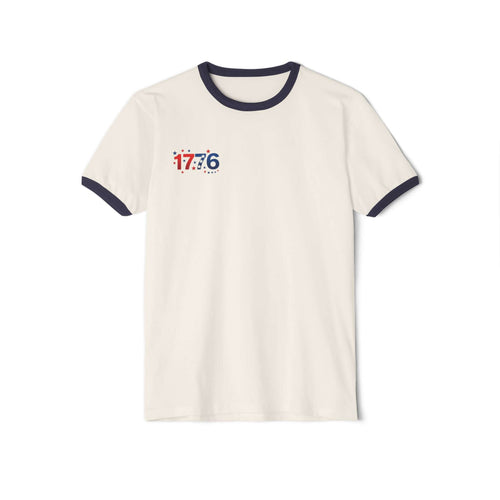America 250th Anniversary T-Shirt with retro design and contrasting collar.