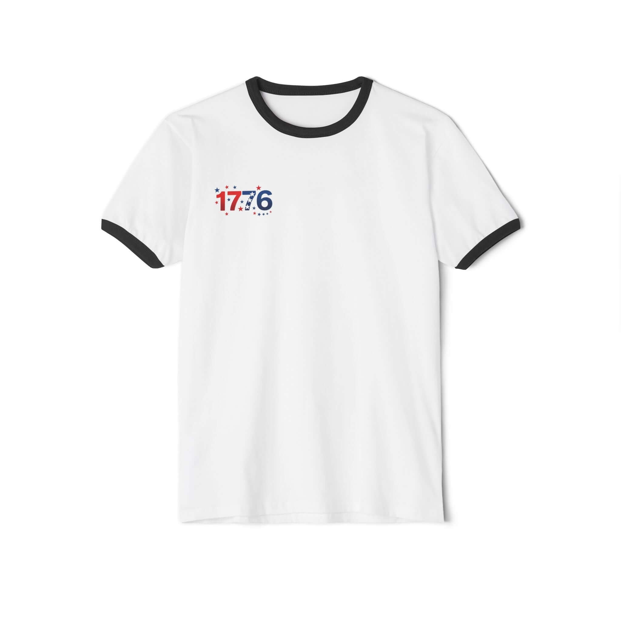 America 250th Anniversary T-Shirt 1776 graphic and contrasting collar.