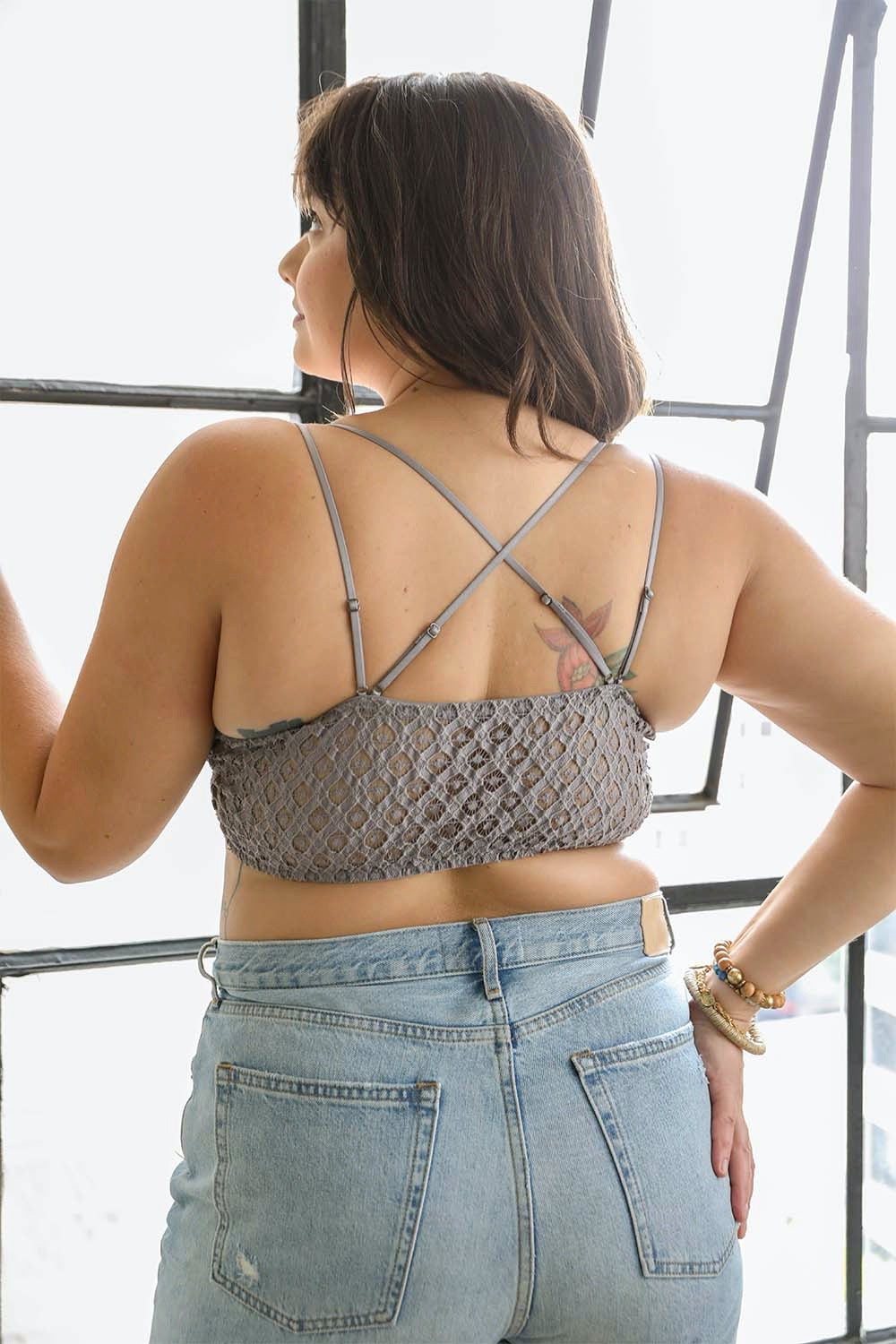 Plus Size Crochet Lace Longline Bralette – Comfortable Wireless Support for Women