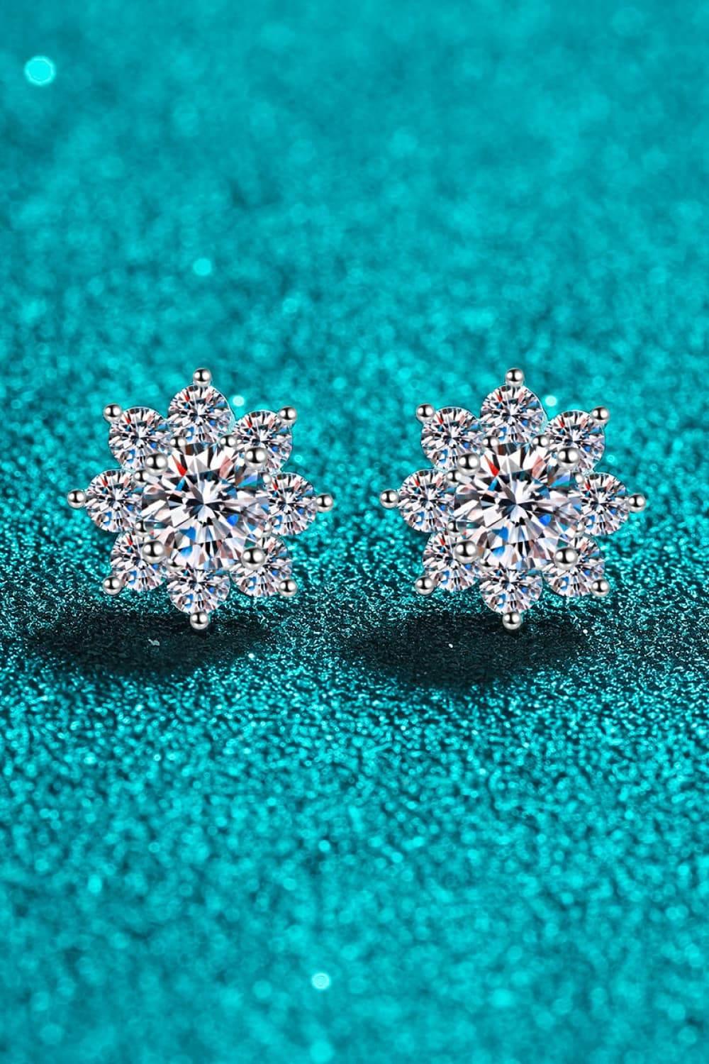 1 Carat Moissanite 925 Sterling Silver Flower Earrings - Swageye