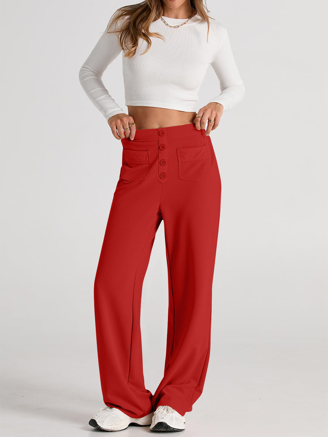 High Waist Wide Leg Pants – Women’s Flowy Trousers with Pockets