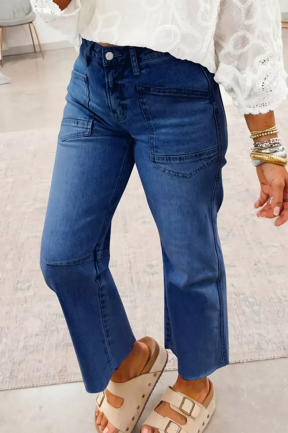 High Waist Straight Leg Jeans Front View 2