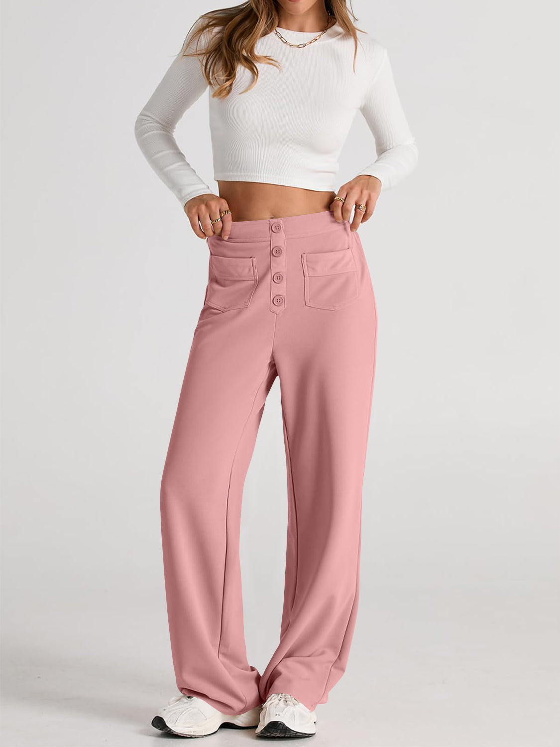 High Waist Wide Leg Pants – Women’s Flowy Trousers with Pockets