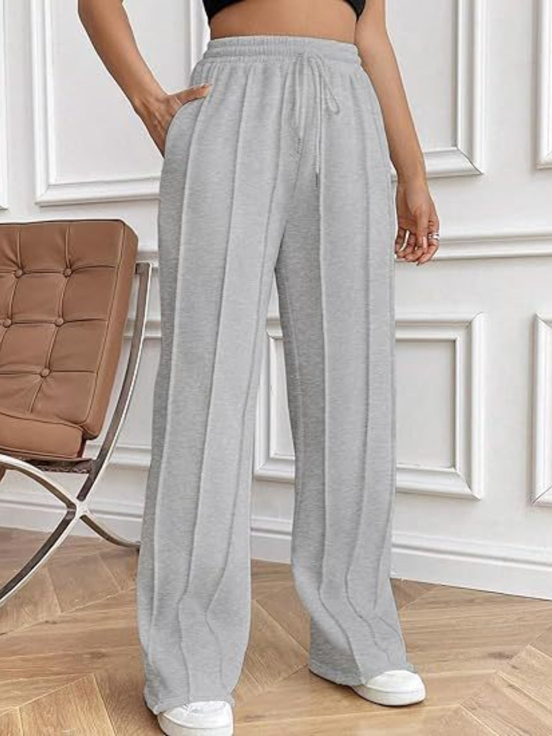 Drawstring Wide Leg Pants with Pockets – Casual Women’s Lounge & Travel Pants