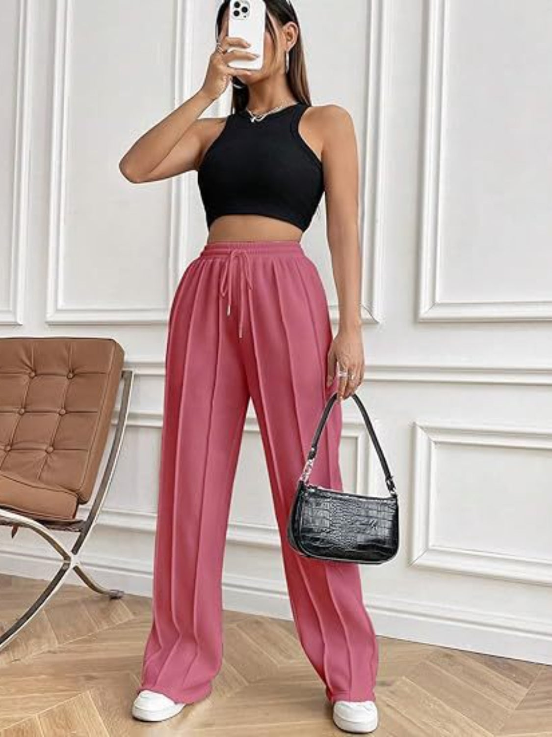 Drawstring Wide Leg Pants with Pockets – Casual Women’s Lounge & Travel Pants
