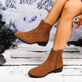 Stylish Block Heels Chelsea Boots in brown suede, perfect for elevating your look while staying comfortable.