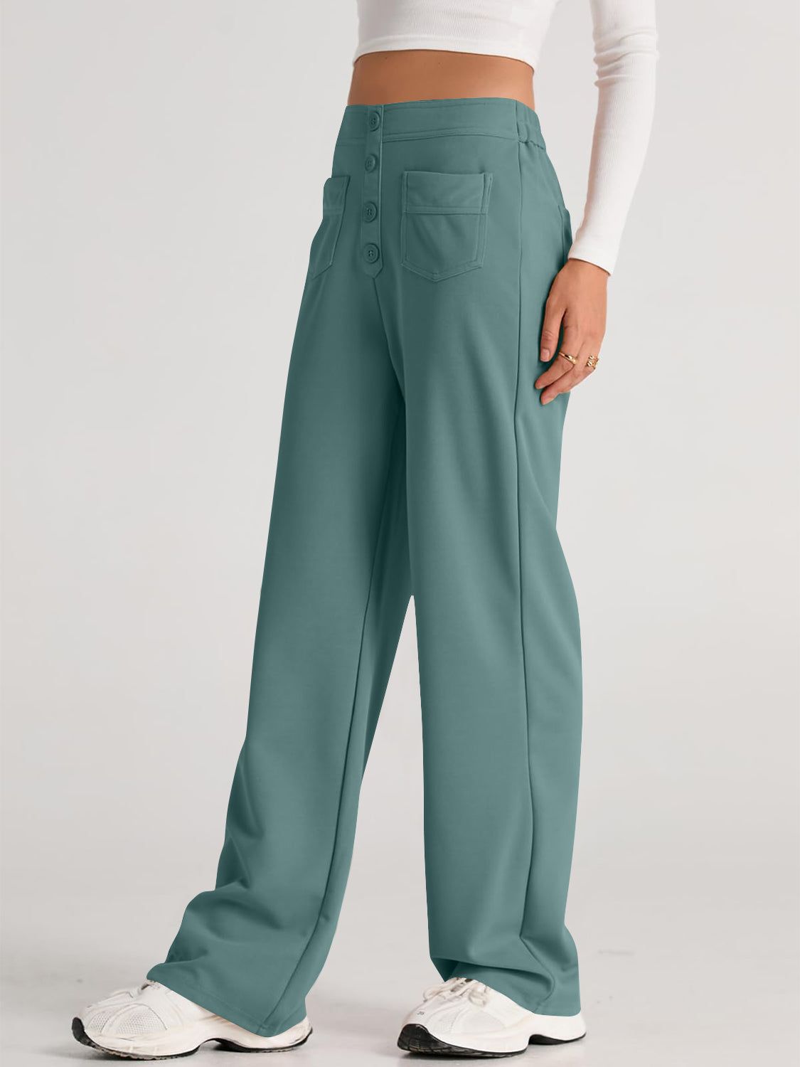 High Waist Wide Leg Pants – Women’s Flowy Trousers with Pockets