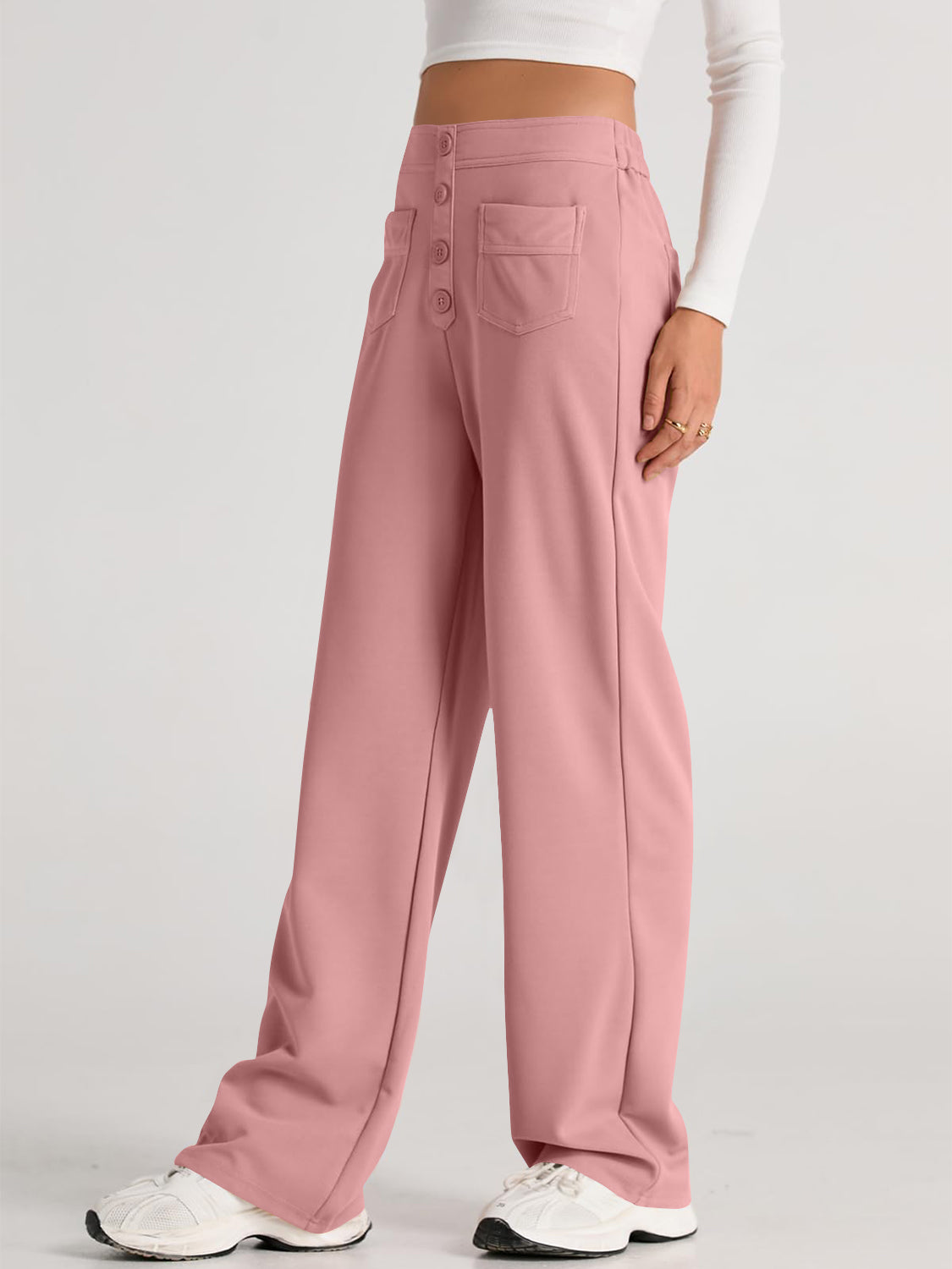 High Waist Wide Leg Pants – Women’s Flowy Trousers with Pockets