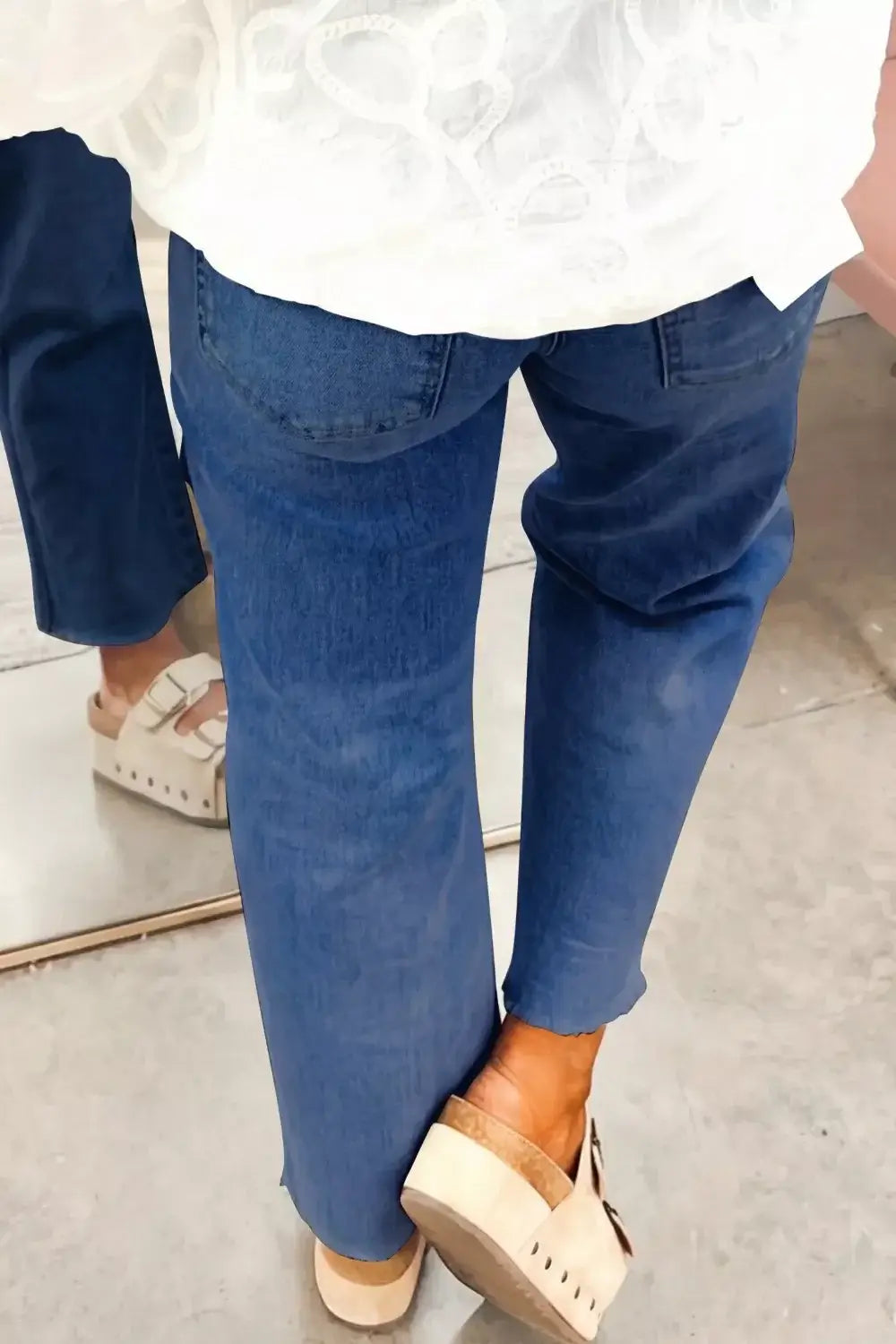 High Waist Straight Leg Jeans Top View