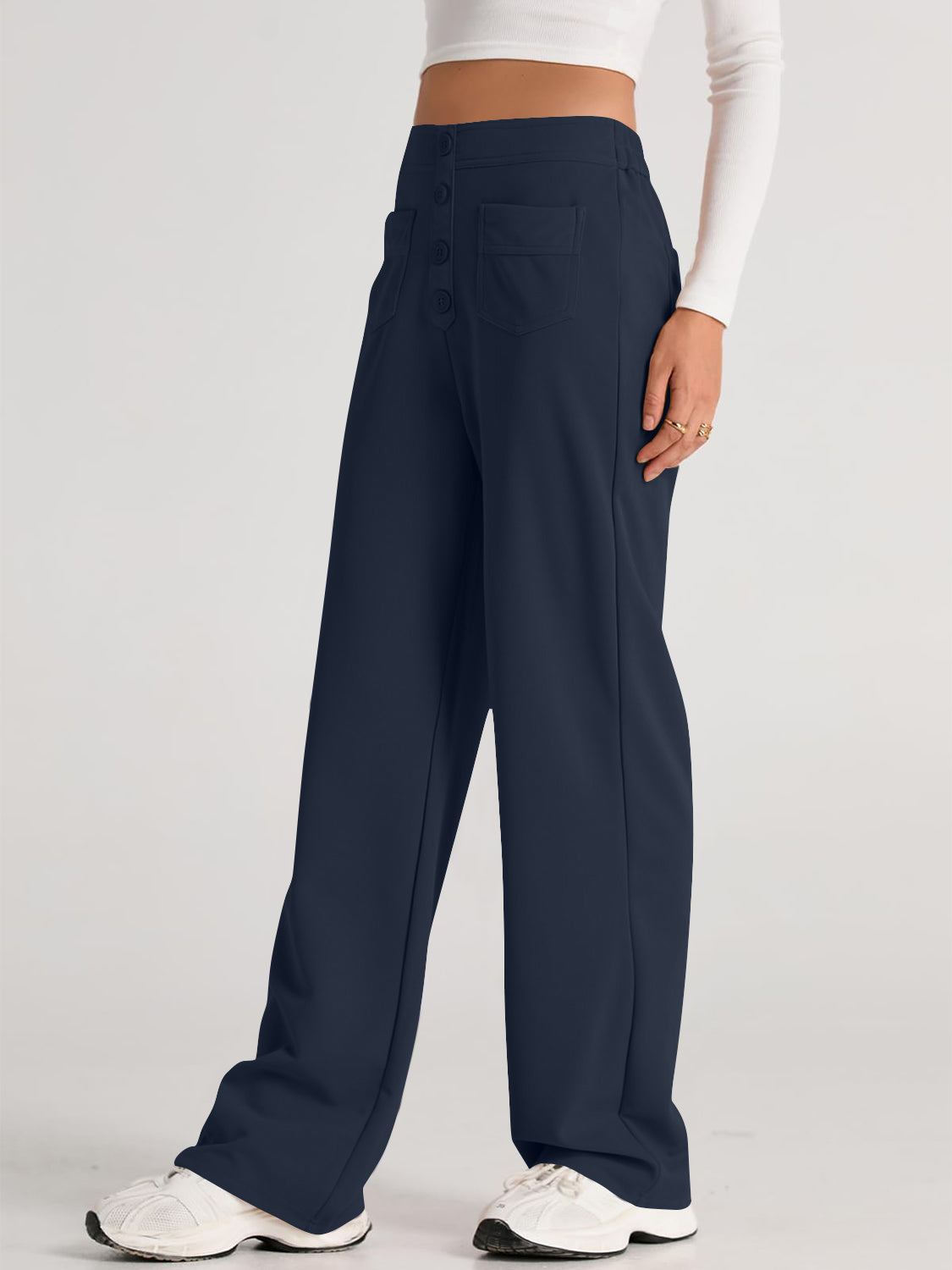 High Waist Wide Leg Pants – Women’s Flowy Trousers with Pockets