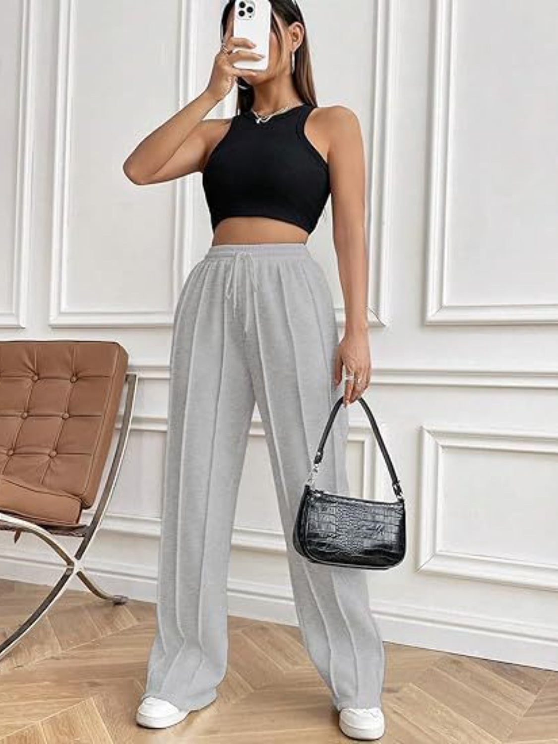Drawstring Wide Leg Pants with Pockets – Casual Women’s Lounge & Travel Pants