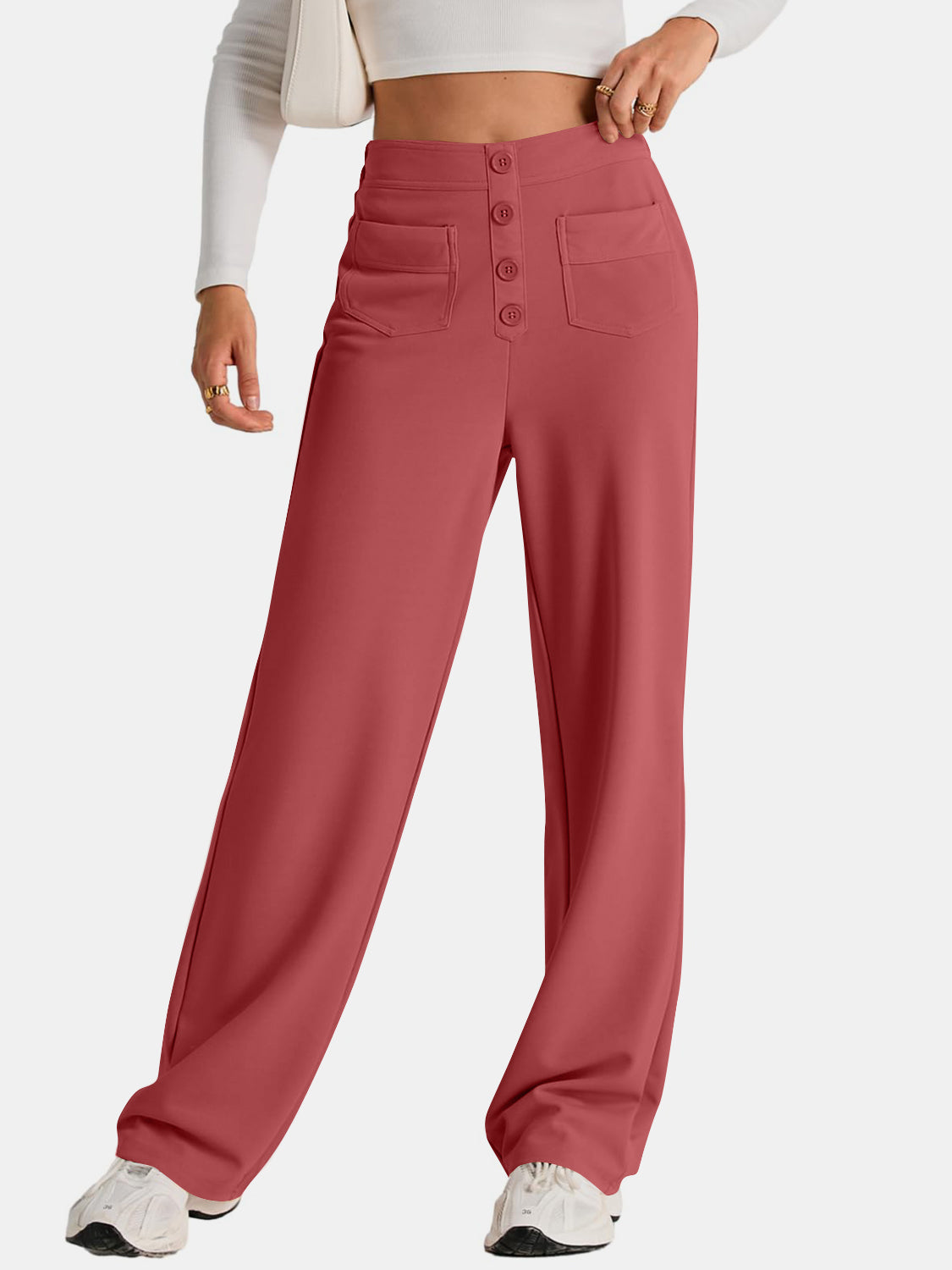 High Waist Wide Leg Pants – Women’s Flowy Trousers with Pockets