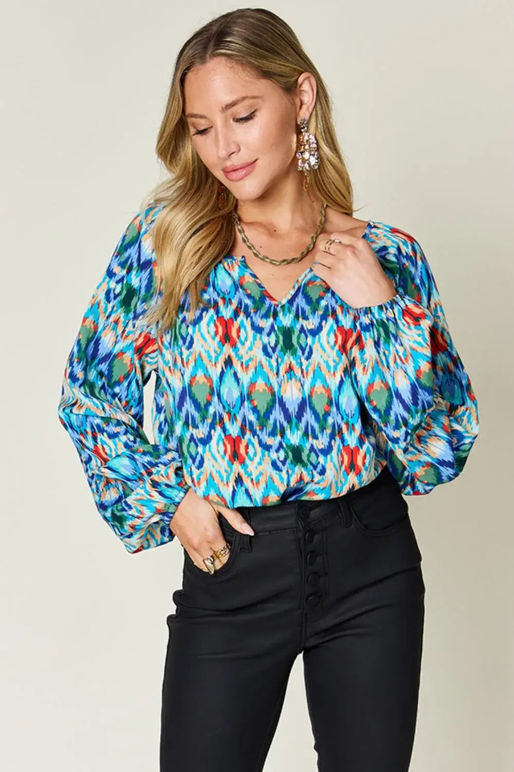 Women's Floral Blouse - Swageye Electric Bloom featuring vibrant colors and stylish design, perfect for trendy outfits.